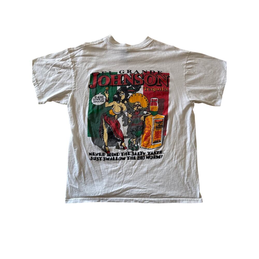 Vintage 90s El Grande Johnson Tequila T Shirt XL Single Stitch USA Big Johnson